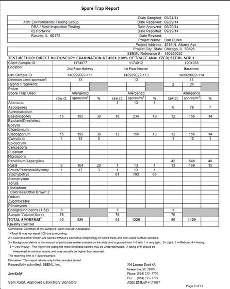 Mold Inspection Report Template