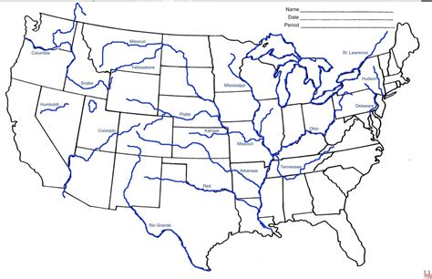 Map Of Us Rivers Labeled