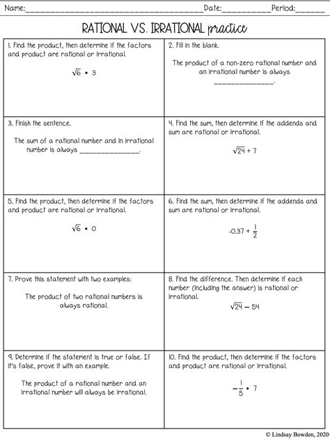 The Real Number System Notes and Worksheets - Lindsay Bowden