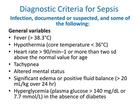 Sepsis Diagnosis Criteria