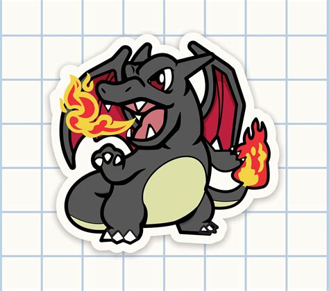 This glossy Shiny Charizard sticker is printed with rich beautiful ...