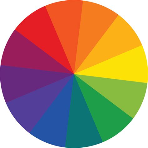 Twelve part RGB color wheel. Color wheel sign. Color circle with twelve colors symbol. Flat ...