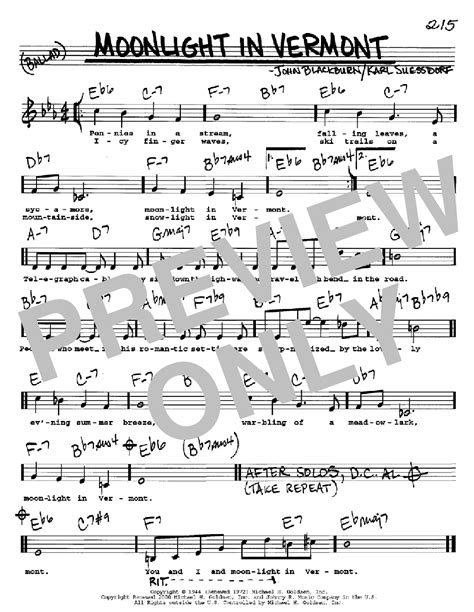 Moonlight In Vermont | Sheet Music Direct