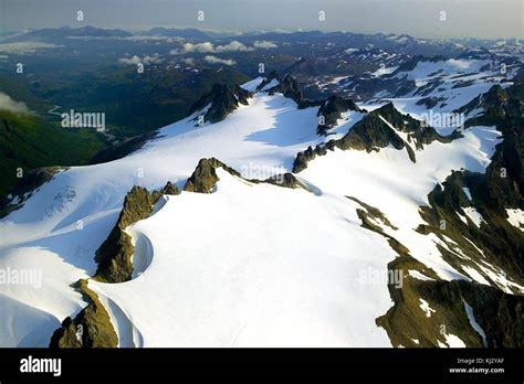 Jagged mountain peaks aerial view Stock Photo - Alamy