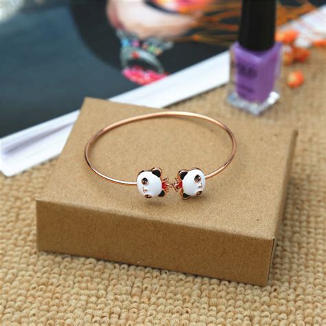 Panda Bear Bracelet, Gold Plated Panda Bracelet, Panda Heads Bracelet