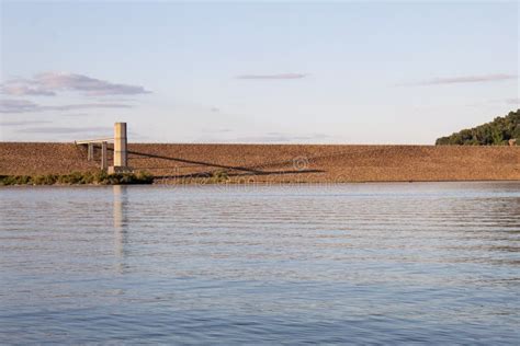 Large Rocky Dam at Lake in the Evening at Curwensville, Pennsylvania Stock Photo - Image of ...