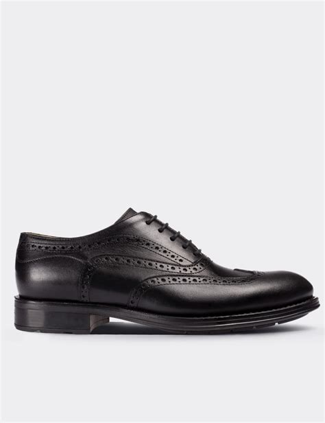 Black Leather Classic Shoes - Deery