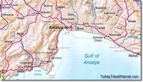 Antalya Region Map, Turkey