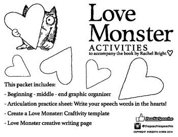 Love Monster Valentine Activities by Peachie Speechie | TpT