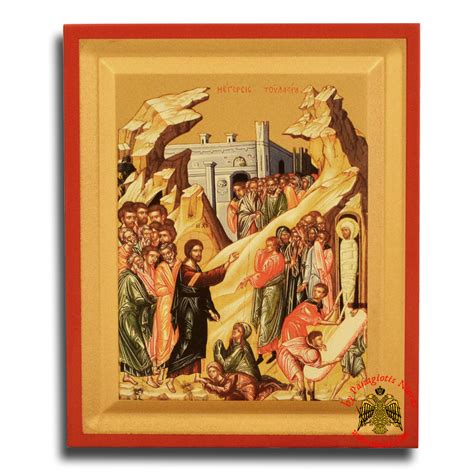 Byzantine Wooden Icon Raising of Lazarus on Canvas, Hand Made Icons of Saints, Orthodox Family ...