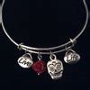 Sugar Skull Red Rose Live Life Silver Expandable Charm Bracelet Hallow ...