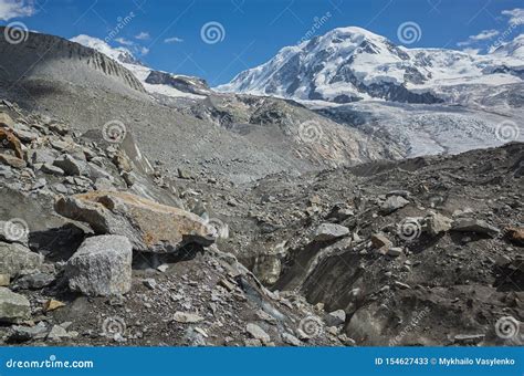 View of the Monte Rosa Massif. Stock Image - Image of alps, hill: 154627433