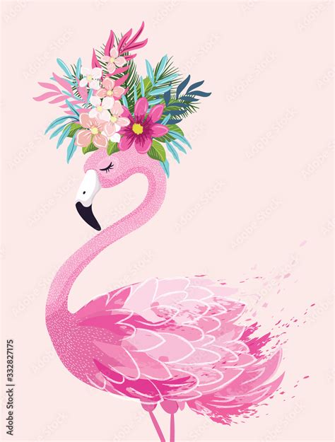 Cute flamingo vector illustration, seamless pattern, textile graphic ...