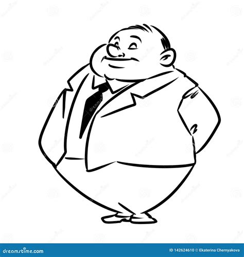 Fat Man Businessman Suit Cartoon Illustration Stock Illustration - Illustration of businessman ...