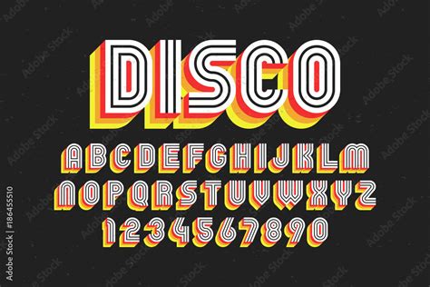 80's retro font, disco style, alphabet and numbers Stock Vector | Adobe ...