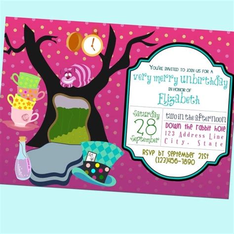 Items similar to Very Merry Unbirthday Party, Alice in Wonderland Invite - Printable - 5x7 on Etsy