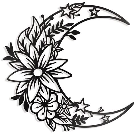 Unique Moon Metal Flower Art: Bohemian Big Flower Moon Star - Temu