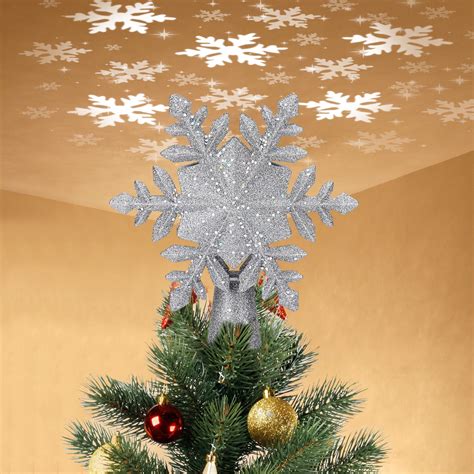 Christmas Tree Topper Lighted with 6 Projection Slides, Snowflake ...