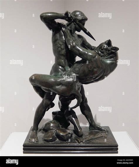 Bronze sculpture titled 'Theseus Slaying the Minotaur' by Antoine-Louis Barye. Antoine-Louis ...