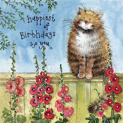 Garden Fence Birthday Card | Alex Clark Art | Happy birthday cat ...