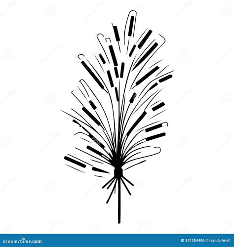 Fireworks New Year Illustration Sketch Hand Draw Black Stock Vector ...