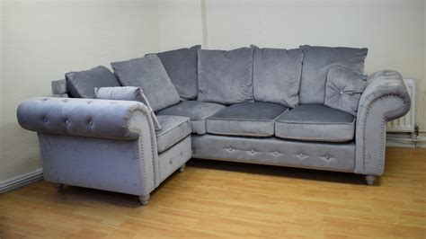 Next Grey Velvet Corner Sofa | Baci Living Room