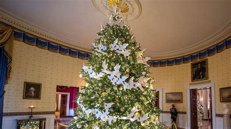 The White House Fully Decorated For Christmas with Tree and Ornaments