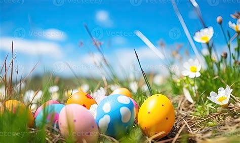 AI generated Colorful Easter Eggs Adorning Lush Green Grass 40164693 Stock Photo at Vecteezy