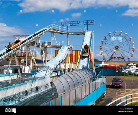 Log flume at Skegness seafront amusement park Lincolnshire England Europe UK Stock Photo - Alamy