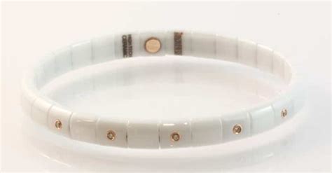 119791 : White Ceramic & Cognac Diamond Bracelet - Abrecht Bird Jewellers