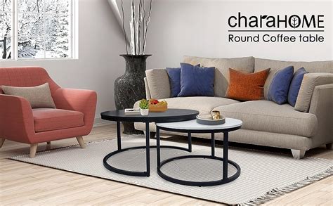 Amazon.com: Usinso Round Coffee Tables,2 Round Nesting Table Set Circle Coffee Table with ...