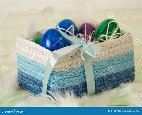 Basket with Colored Beautiful Eggs Stock Image - Image of easter, happy ...