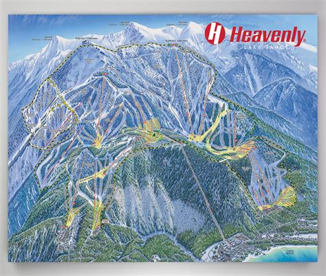 Heavenly Resort Licensed Trail Map Large Maple Wood Print 32 X 44 ...