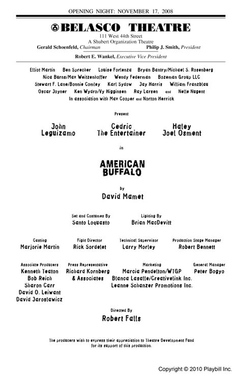 American Buffalo (Broadway, Belasco Theatre, 2008) | Playbill