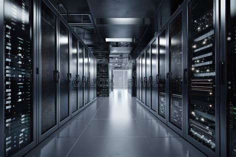 Data Center with Stacks of High-density Storage Systems and Networking Gear Stock Illustration ...