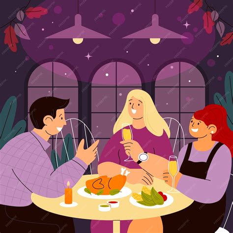 Free Vector | Flat friendsgiving illustration with friends having dinner at the table together