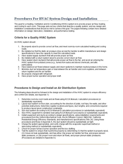 HVAC System Design and Installation Procedures | PDF | Ventilation ...