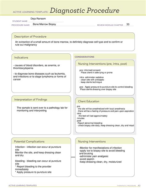 Bone marrow biopsy - Atl - ACTIVE LEARNING TEMPLATES THERAPEUTIC PROCEDURE A Diagnostic ...