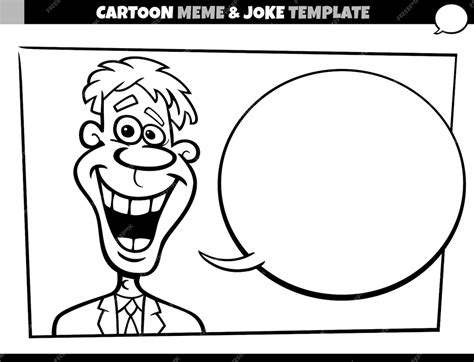 Premium Vector | Black and white cartoon meme template with comic guy