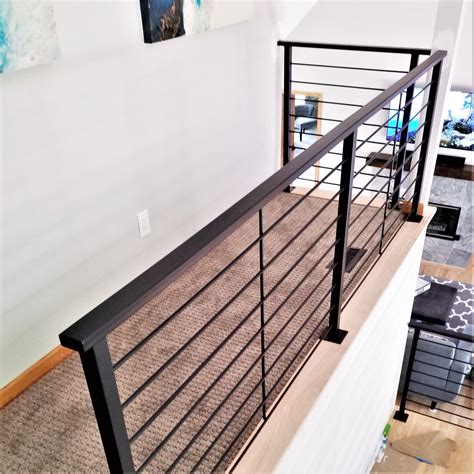 Black Iron Horizontal Rail for Interior Stairs – Sleek, Modern Design