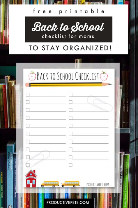 Back to School Checklist Printable for Staying Organized - Productive Pete