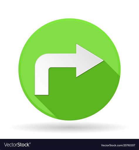 Arrow icon green round sign with shadow right Vector Image