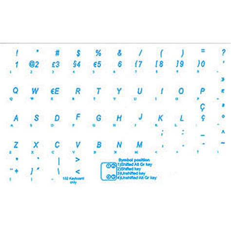 PORTUGUESE TRADITIONAL KEYBOARD STICKERS TRANSP. BLUE LETTERS | Online ...