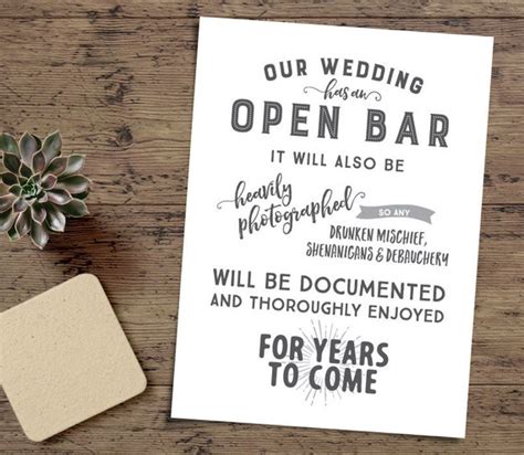 Printable Wedding Bar Signage Funny Wedding Sign INSTANT | Etsy