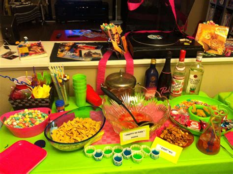 80's John Hughes Party. Just some of our food table: "Bueller" Bugles, "Chet" mix, "Pretty in ...