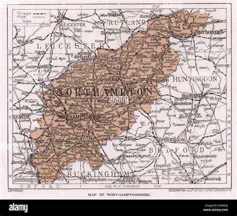 Map of Northamptonshire (1913 Stock Photo - Alamy