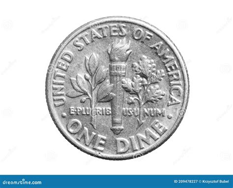 One Dime Coin Isolated on White Background Editorial Photography ...