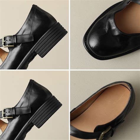 Handmade Soft Leather Mary Jane Flats in Black/Brown – Dwarves Shoes