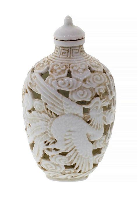 Dragon and Phoenix White Porcelain Snuff Bottle - Snuff Bottles - Oriental