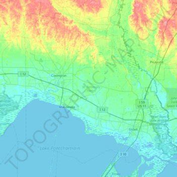 St. Tammany Parish topographic map, elevation, relief